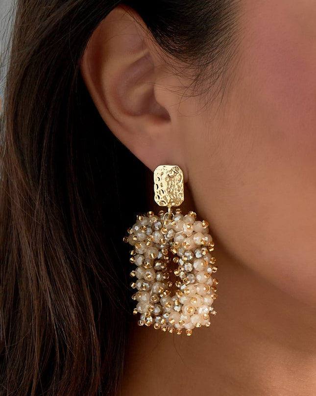 Glitter nights statement oorbellen - wit Goud kleur Color 