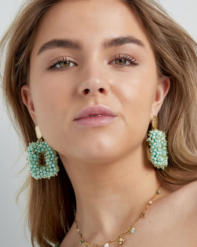 Glitter nights statement oorbellen - wit Goud kleur Color 