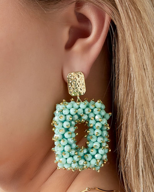 Glitter nights statement oorbellen - wit Goud kleur Color 