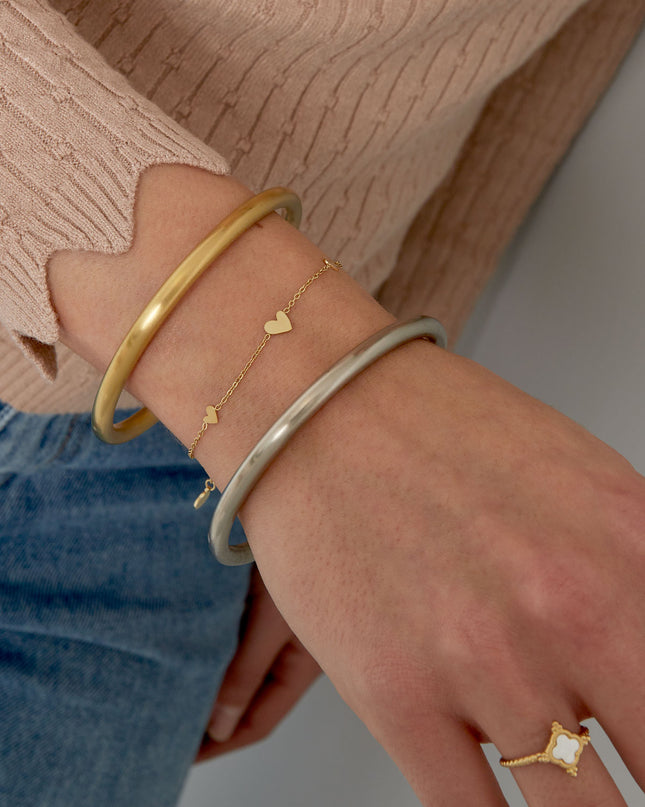 Klassieke armband met hartjes - roestvrij staal