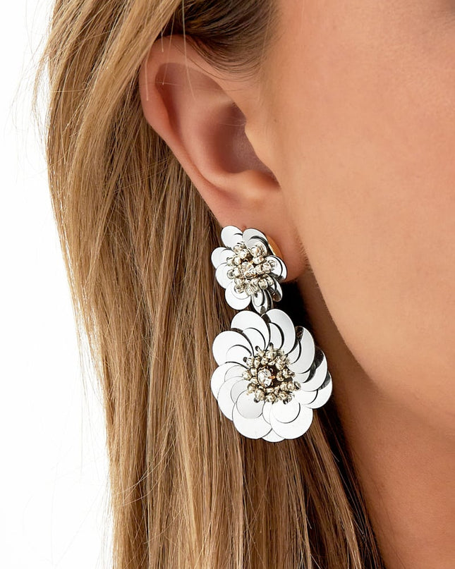 Oorbellen bloemen seizoen - zwart wit