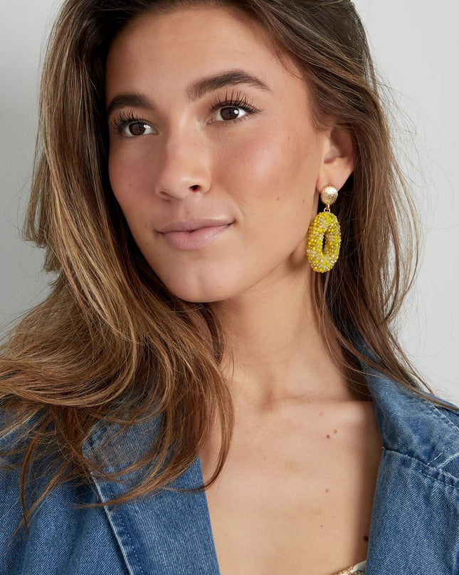 Ovale discodip oorbel - multi