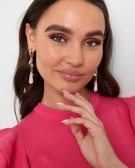 Oorbellen life is good - roze paars