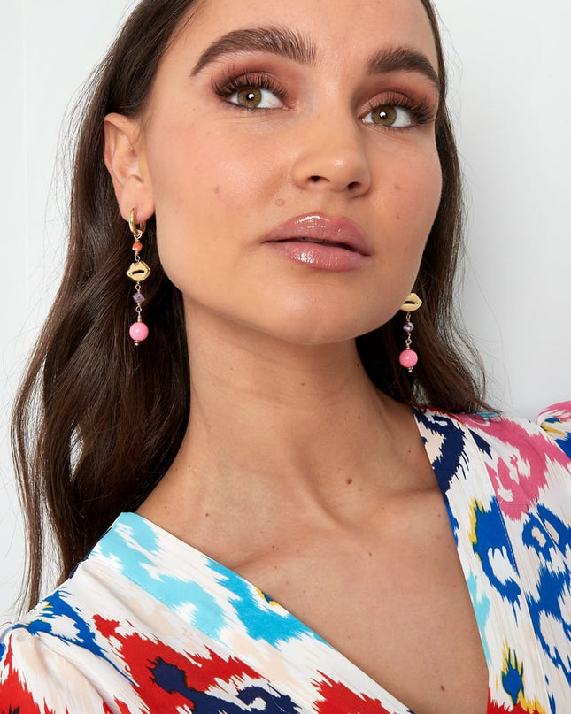 Oorbellen lips on fire - blauw groen