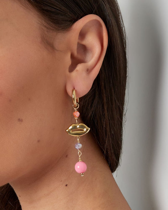 Oorbellen lips on fire - blauw groen