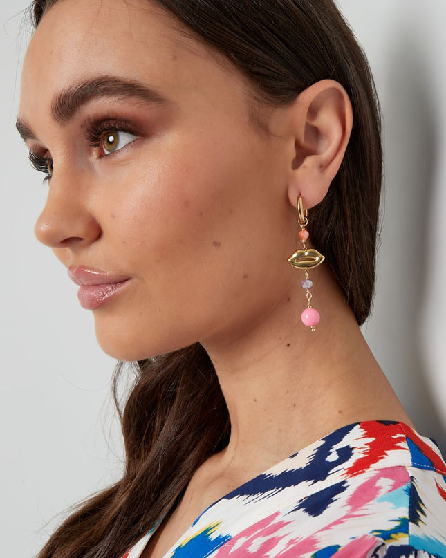 Oorbellen lips on fire - blauw groen