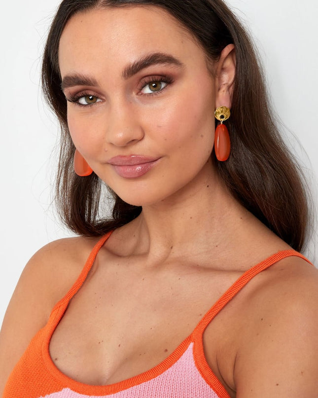 Oorbellen rond en ovaal - groen/Goud kleur