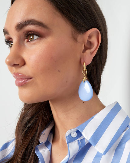 Oorbellen ovaal met zeester - licht blauw 