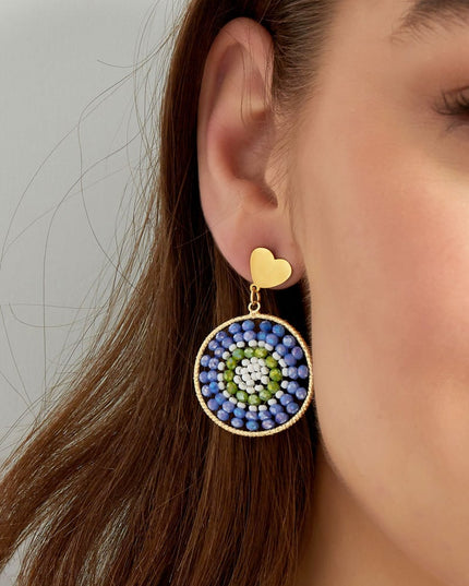 Mandala oorbellen met hart - bleekroze 