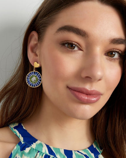 Mandala oorbellen met hart - bleekroze 