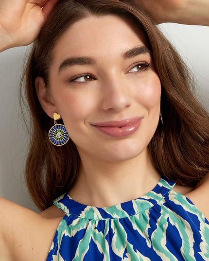 Mandala oorbellen met hart - bleekroze 