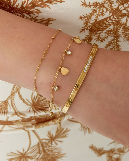 bedel armband met harten en diamanten