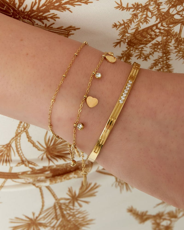 bedel armband met harten en diamanten