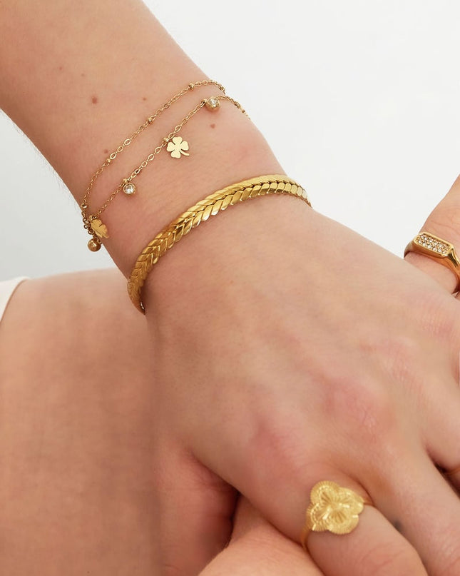 bedel armband met klaver en diamant