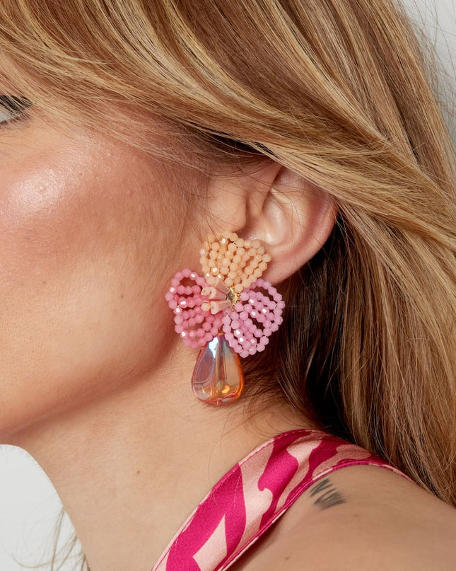 Bloemen oorbellen met parel