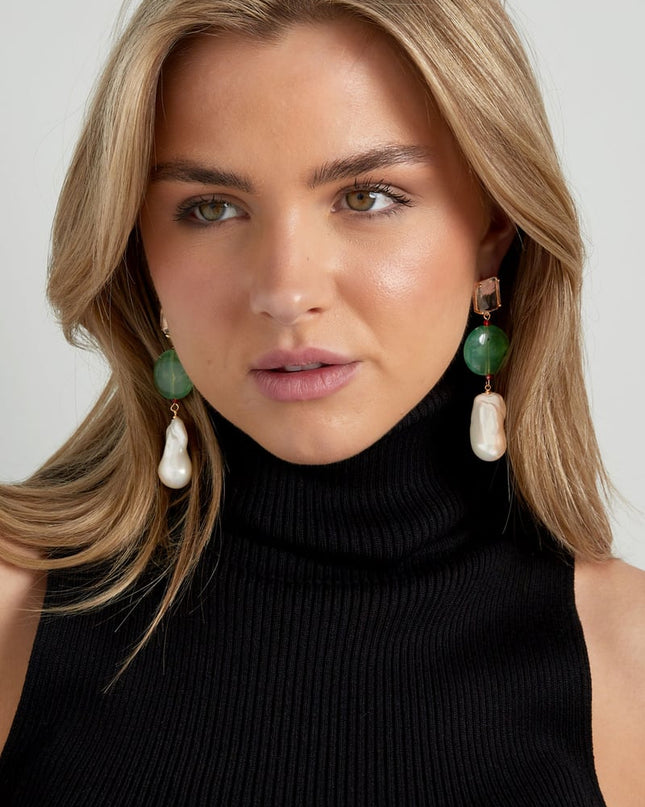 Oorbellen vintage parels - blauw paars