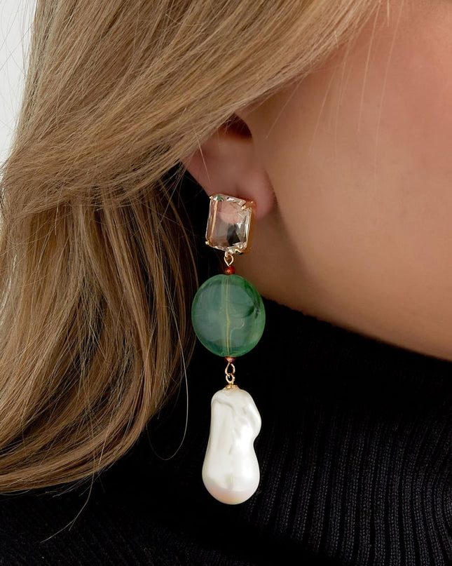 Oorbellen vintage parels - blauw paars