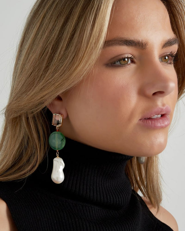 Oorbellen vintage parels - blauw paars