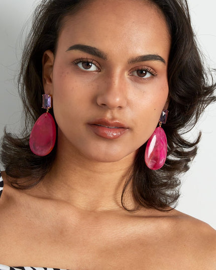 oorbellen glas met ovale steen