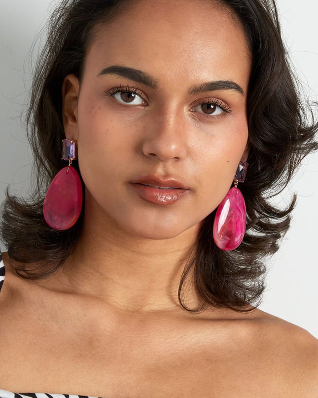 oorbellen glas met ovale steen