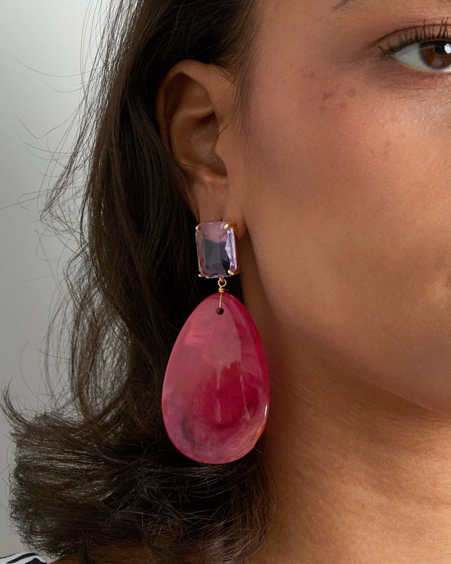 oorbellen glas met ovale steen