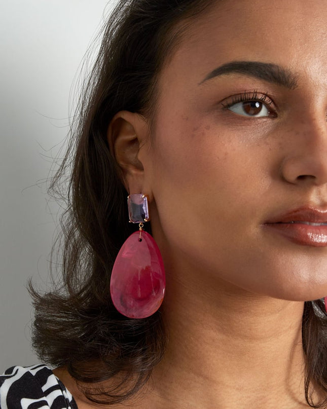 oorbellen glas met ovale steen