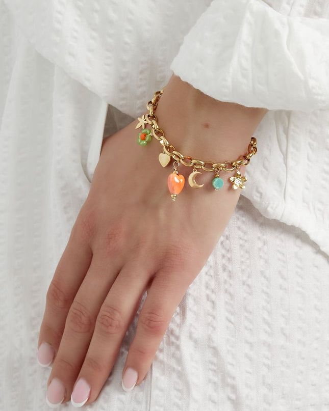 bedel armband met gekleurde bedels