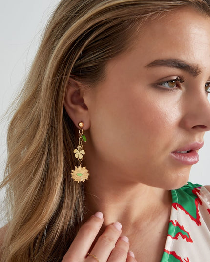 Oorbellen floral flawless - groen zilver