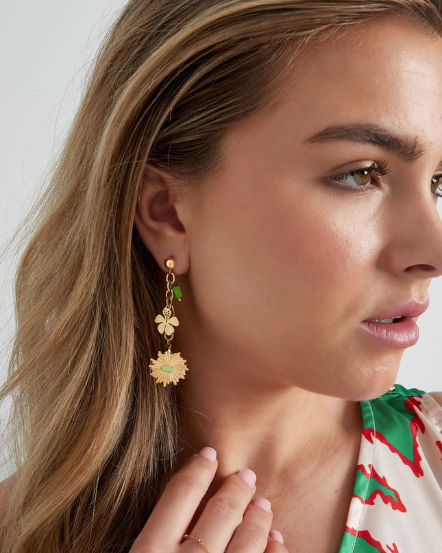 Oorbellen floral flawless - groen zilver