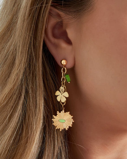 Oorbellen floral flawless - groen zilver