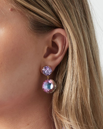 Dubbele diamante oorbellen - wit Goud kleur Color 