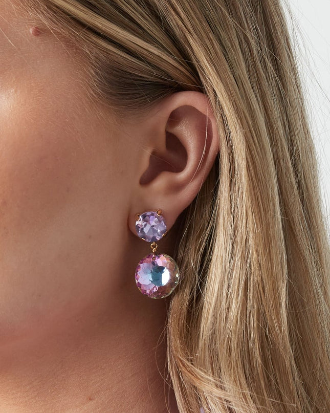 Dubbele diamante oorbellen - wit Goud kleur Color 