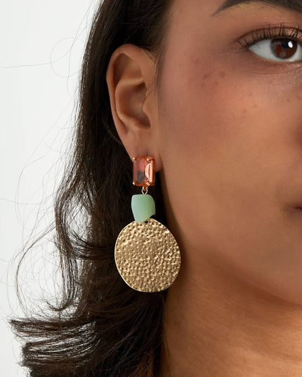 Statement strand vibe oorbellen - roze/groen 