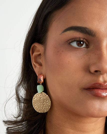 Statement strand vibe oorbellen - roze/groen 