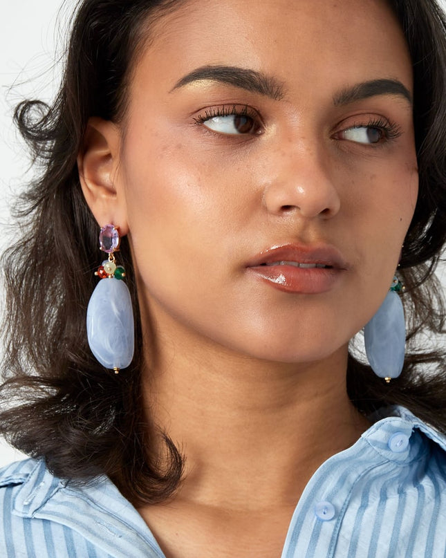 Statement kralen feest oorbellen - roze/groen 