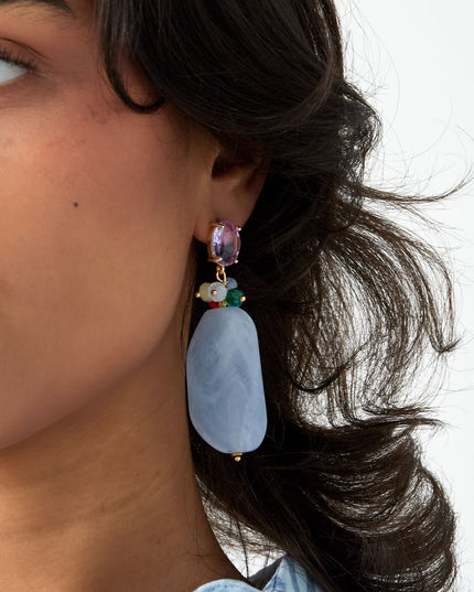 Statement kralen feest oorbellen - roze/groen 