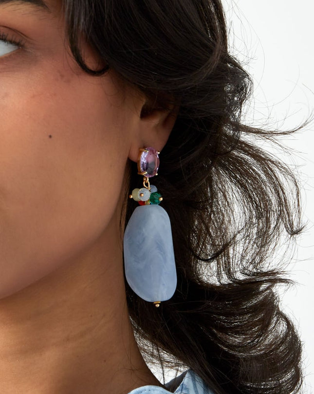 Statement kralen feest oorbellen - roze/groen 