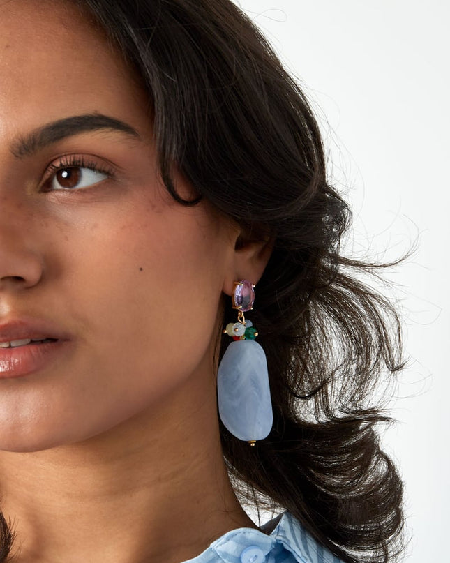 Statement kralen feest oorbellen - roze/groen 