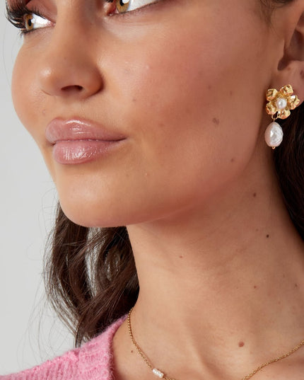 statement bloem parel oorbellen