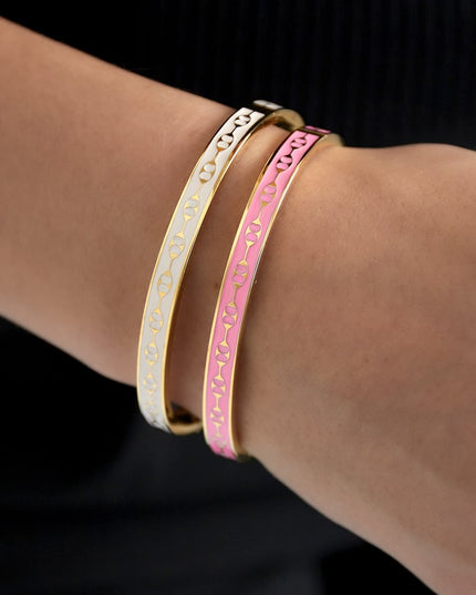 Slavenarmband met kleurrijke print - bleekroze