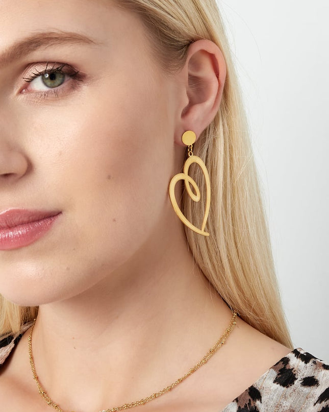 getekend hart oorbellen