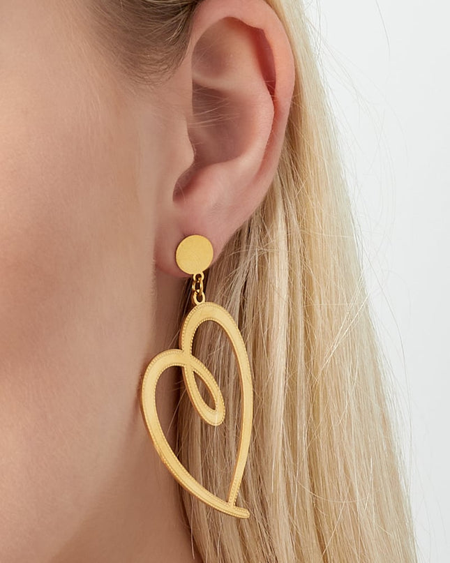 getekend hart oorbellen