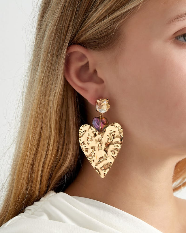 Big love statement oorbellen - zwart/Goud kleur 