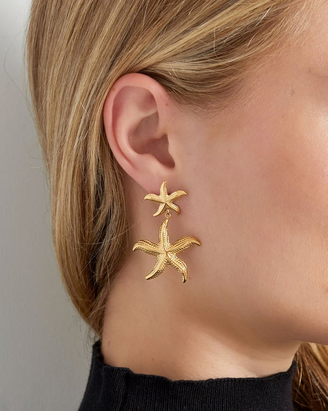 dubbele zeester oorbellen