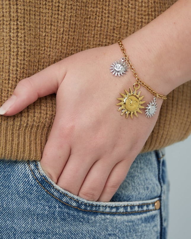 Armband shimmering sun - Goud kleur zilver