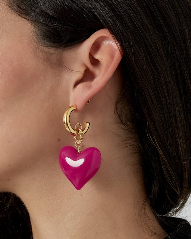 Oorbellen big heart pink woods