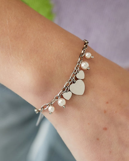 hearts & pearls armband