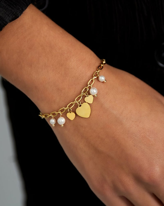 hearts & pearls armband