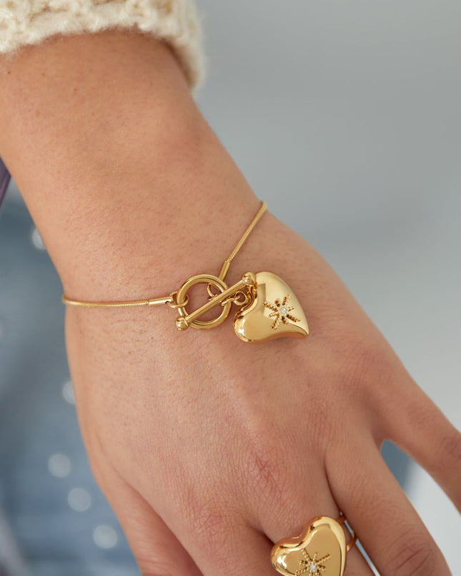 slotarmband met grote harthanger