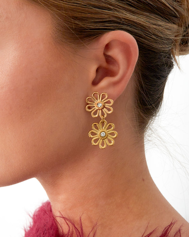 dubbele bloem oorbellen